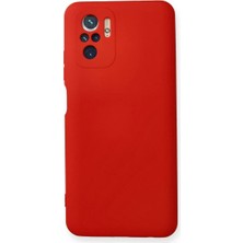 Cepmoda Redmi Note 10 Lansman Kılıf - Iç Kısmı Kadife Kaplı - Esnek Silikon Kapak - Kırmızı