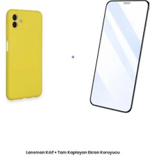 Cepmoda Samsung Galaxy A04 Lansman Kılıf + Tam Kaplayan Antistatik Ekran Koruyucu Set - Sarı