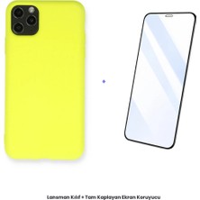 Cepmoda iPhone 11 Pro Max Lansman Kılıf + Tam Kaplayan Antistatik Ekran Koruyucu Set - Sarı
