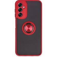 Cepmoda Samsung Galaxy A14 4g Uyumlu Yüzüklü Kılıf - Buzlu Şeffaf - Kırmızı