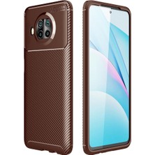 Cepmoda Mi 10T Lite Uyumlu Karbon Desenli Mat Silikon Telefon Kılıfı - Kahverengi