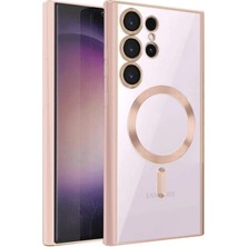 Cepmoda Samsung Galaxy S23 Ultra Kılıf Uyumlu Magsafe Destekli Kılıf - Arkası Şeffaf - Rose