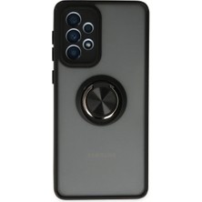 Cepmoda Samsung Galaxy A33 5g Uyumlu Yüzüklü Kılıf - Buzlu Şeffaf - Siyah