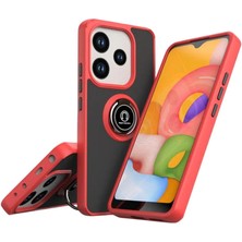 Cepmoda Redmi Note 14 4g Uyumlu Yüzüklü Kılıf - Buzlu Şeffaf - Kırmızı