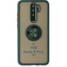 Cepmoda Redmi Note 8 Pro Uyumlu Yüzüklü Kılıf - Buzlu Şeffaf - Yeşil