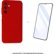 Cepmoda Samsung Galaxy A05S Lansman Kılıf + Tam Kaplayan Antistatik Ekran Koruyucu Set - Kırmızı