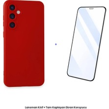 Cepmoda Samsung Galaxy S24 Lansman Kılıf + Tam Kaplayan Antistatik Ekran Koruyucu Set - Kırmızı