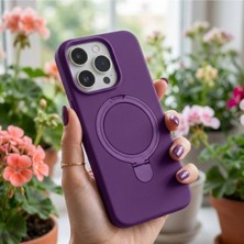 Cepmoda iPhone 17 Air Uyumlu Yüzüklü Standlı Silikon Kılıf Regal - Derin Mor