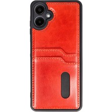 Cepmoda Samsung Galaxy A06 Uyumlu Çift Kart Bölümlü Deri Kılıf - Kırmızı