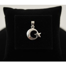 Türk Bayrağı Ay Yıldız 925 Ayar Gümüş Kolye Ucu