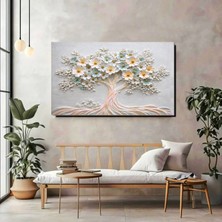 Artprinta Çiçekli Hayat Ağacı Kanvas Tablo – Modern Yatay Salon Duvar Dekoru