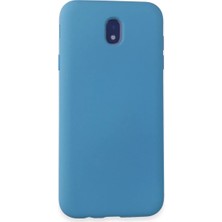 Cepmoda Samsung Galaxy J7 Pro / J730 Lansman Kılıf - Iç Kısmı Kadife Kaplı - Esnek Silikon Kapak - Mavi