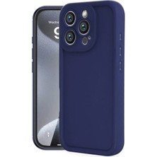 Cepmoda iPhone 16 Pro Max Mat Kalın Silikon Telefon Kılıfı Darbe Emici - Lacivert