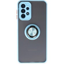 Cepmoda Samsung Galaxy A23 4g Uyumlu Yüzüklü Kılıf - Buzlu Şeffaf - Buz Mavi