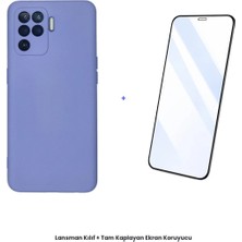 Cepmoda Oppo Reno 5 Lite Lansman Kılıf + Tam Kaplayan Antistatik Ekran Koruyucu Set - Lila