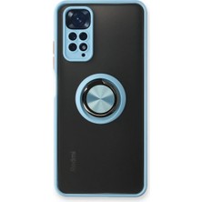 Cepmoda Redmi Note 11 Uyumlu Yüzüklü Kılıf - Buzlu Şeffaf - Buz Mavi
