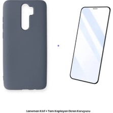 Cepmoda Redmi Note 8 Pro Lansman Kılıf + Tam Kaplayan Antistatik Ekran Koruyucu Set - Gri