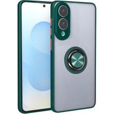 Cepmoda Samsung Galaxy S25 Edge Uyumlu Yüzüklü Kılıf - Buzlu Şeffaf - Yeşil