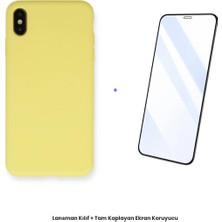 Cepmoda iPhone Xs Max Lansman Kılıf + Tam Kaplayan Antistatik Ekran Koruyucu Set - Sarı
