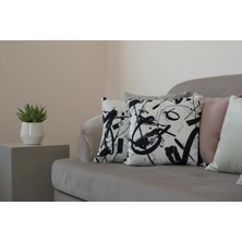 NDC Home Soyut Desenli Modern Dekoratif Kırlent 2 Adet Kırlent Kılıf – Siyah Beyaz Dijital Baskı 45 x 45 cm
