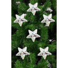 Zero Land Gld-Spt- 6 Adet Yıldız Yılbaşı Ağaç Süsü 6 cm - Beyaz