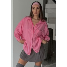 Bacc Pembe Tek Cepli Uzun Kol Oversize Gömlek BCRU-261293