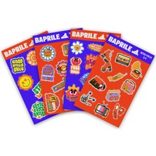 Baprile Retro Y2K 90’lar Pozitif Sticker Paketi 4 Sayfa 41 Parça Etiket Seti