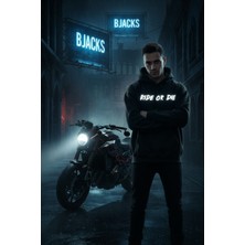 Rıde Or Dıe Ön / Arka Reflektör Baskılı Premium Motorcu Hoodie