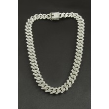 Zero Land Gld-Spt- Chain Zikzak Zirkon Taşlı Lüks Çelik Kolye - Sarı