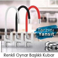 Fantastik Store Esnek Kıvrılabilir Renkli Silikon Oynar Başlıklı Musluk Bataryası Başlığı Kubar ( Lisinya )