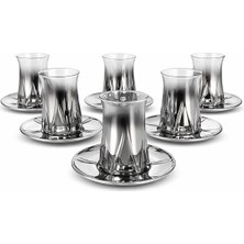 Degrade 6'lı Füme Cam Çay Bardağı