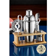 Hsnet Shaker Kokteyl Set - 7 Parça 550 ml Shaker Coctail Set  Bambu Standlı  Nemere