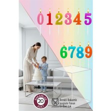 Renkli Rakamlı Doğum Günü Pastası Mum Seti - 20 Adet Premium Tasarım Mum  Nemere