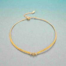 Mimoza Accessories Zirkon Taşlı Altın Kaplama Choker Kolye