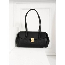 Özüm Çanta Kadın Kilit Detay Kol Omuz Çantası Siyah