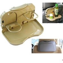 Fantastik Store Araç Içi Koltuk Arkası Katlanabilir Bardak Tutuculu Bej Tepsi ( Lisinya )