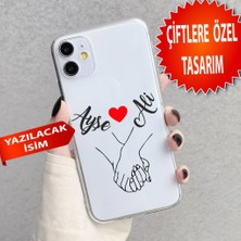 3gen Case Iphone 11 Uyumlu Çiftler Için Isim Eklenen El Ele Aşk Kalp Desenli Şeffaf Silikon Kılıf