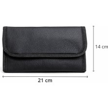 Han Tobacco Suni Deri Tütün Kesesi 21X14 cm – Cırtlı Kapama, Fermuarlı Bölme, Pratik ve Dayanıklı Tütün Çantası