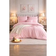 Vionetta Ranforce % 100 Pamuk Pudra Düz Renk Lastikli Çarşaflı 2 Yastıklı Tek Kişilik Nevresim Takımı