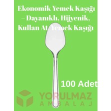 Yorulmaz Ambalaj 🥄 100’LÜ Plastik Ekonomik Yemek Kaşığı – Dayanıklı, Hijyenik, Kullan At Servis Kaşığı