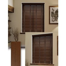 YS Perde Tasarım Wooden Blinds %100 Doğal Ahşap Jaluzi Perde , 50MM Alüminyum Kasalı Yüksek Kaliteli - Ceviz Kurdelalı WOOD/X213