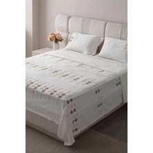Swita Zen Baklava Desen Çift Kişilik Nakışlı Yatak Örtüsü Seti Şönil Kumaş Punch Nakışlı 240X260CM
