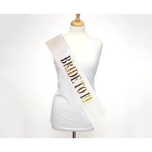 Fantastik Store Beyaz Üzeri Altın Büyük Bride To Be Yazılı Simli Işıltılı Kuşak Kemer 10 cm Genişlik - Lisinya