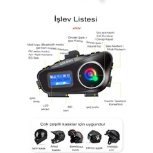 Fantastik Store Q58-MAX Radyolu 2 Kişi Bağlantılı Bluetooth Kask Kulaklık Ekranlı Fenerli Müzik ve Telsiz Intercom - Lisinya