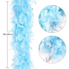 Fantastik Store Açık Mavi Renk Kabarık Kalın Otriş Boa Tüy 6 cm Genişlik 180-200 cm Uzunluk - Lisinya