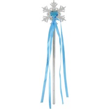 Fantastik Store Kar Taneli Mavi Kalp Taşlı Saten Kurdeleli Karlar Ülkesi Elsa Asası Sopası 34 cm - Lisinya