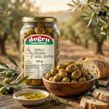 Doğru Gıda Soslu Izgara Yeşil Zeytin 500 gr Odun Ateşi Aromalı Baharatlı Sarımsaklı