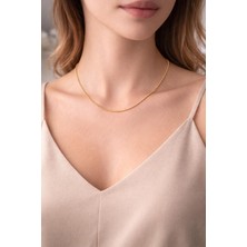 Gold Renk 925 Ayar Gümüş Top Zincir