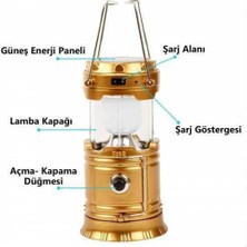 Fantastik Store Solar Şarjlı Güneş Enerjili Fan Kamp Feneri Güneş Paneli Kamp Şarjlı Işıldak USB Şarj - Lisinya