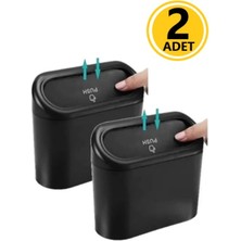 Oto Motto Araba Çöp Kutusu Portatif Araç Içi Taşınabilir Kapaklı Organizer Çöp Kovası Itme Kapaklı Kova 2 Adet